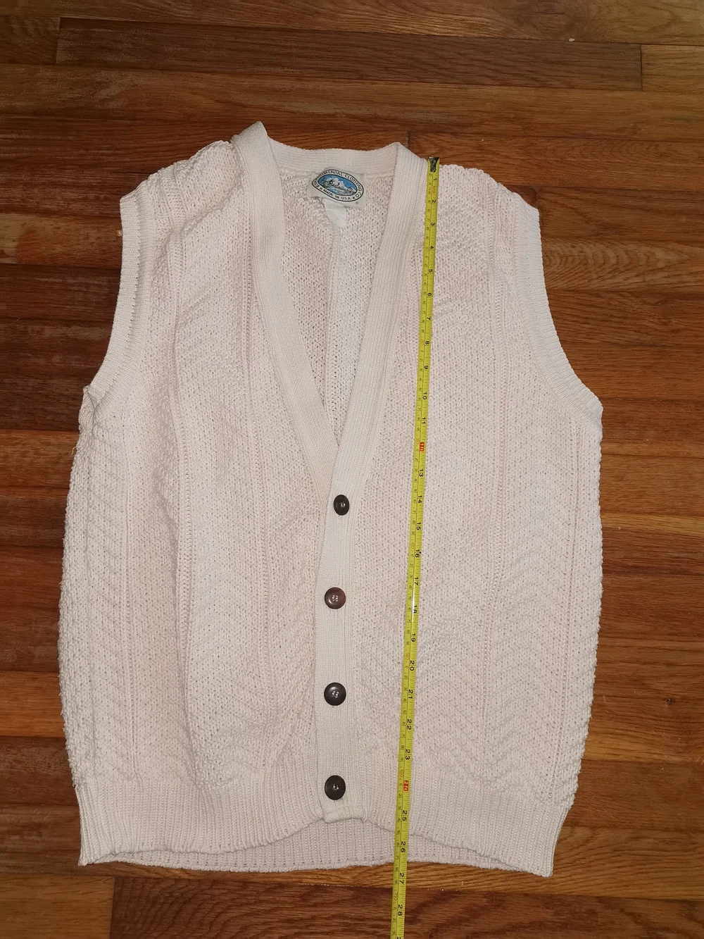 Vintage 100% Cotton Pink Sweater Vest Environmental Clothing Co. Made in US L